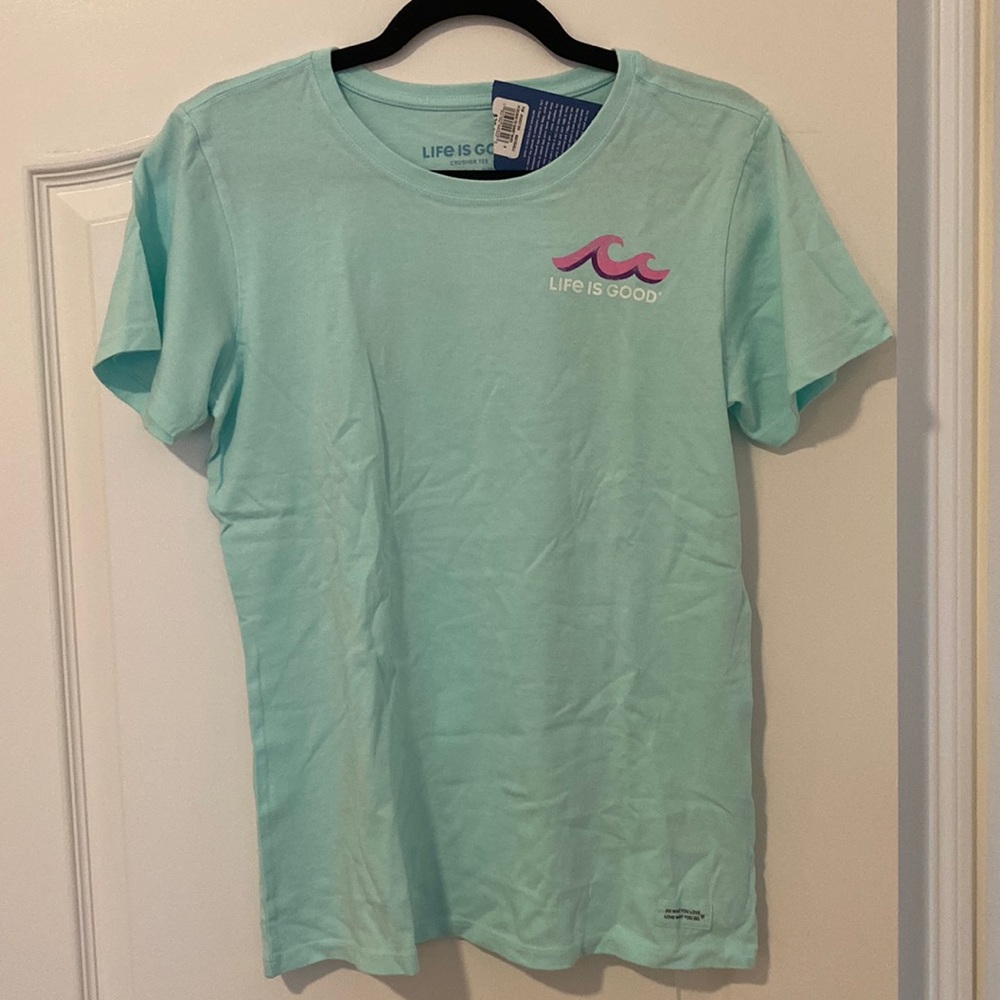 Life is Good Womens Crusher Tee- surf/ocean